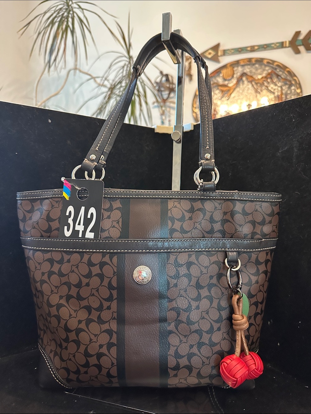 Coach # 342 Chelsea Heritage stripe signature tote bag